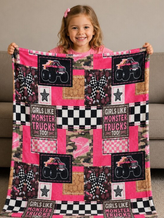 The Unbranded Brand Other - Girls' Monster Truck Throw Blanket